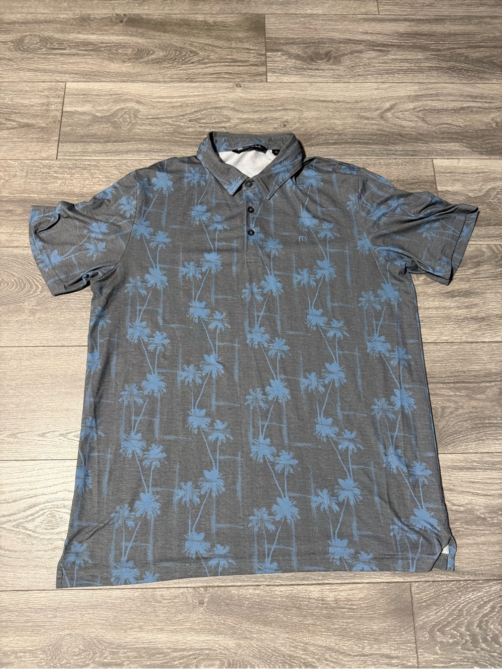 Travis Mathew Men's Palm-Print Polo - Blue on Gray